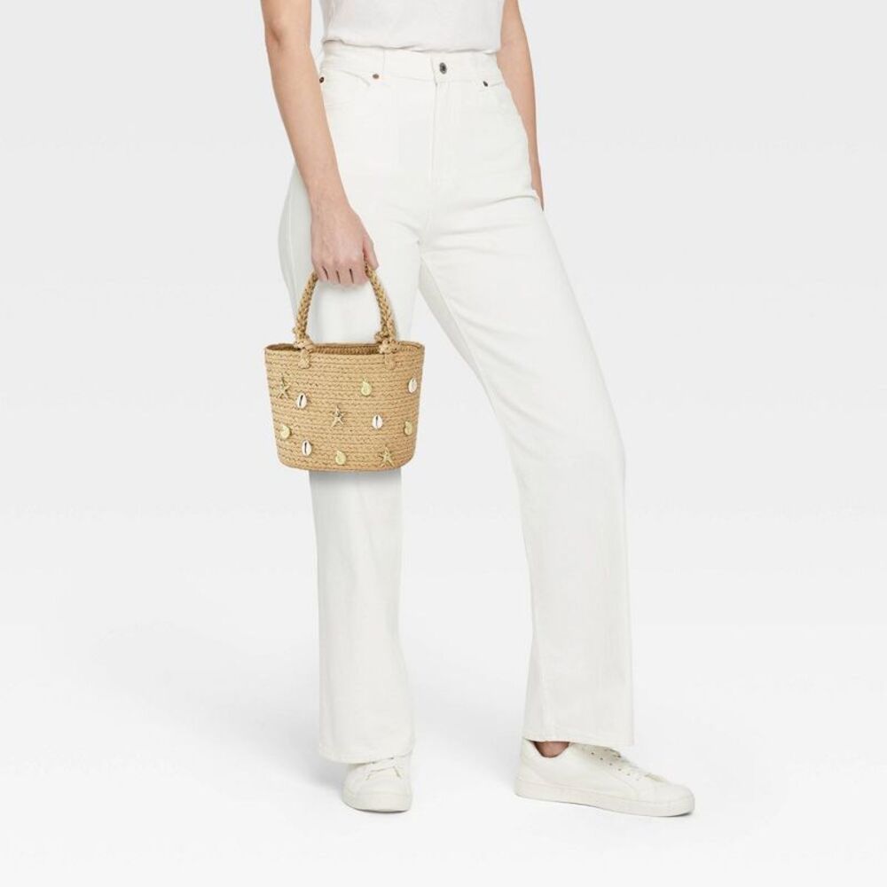 Universal Thread - Straw Embellished Mini Tote Bag - Universal Thread Natural - Picture 2 of 4